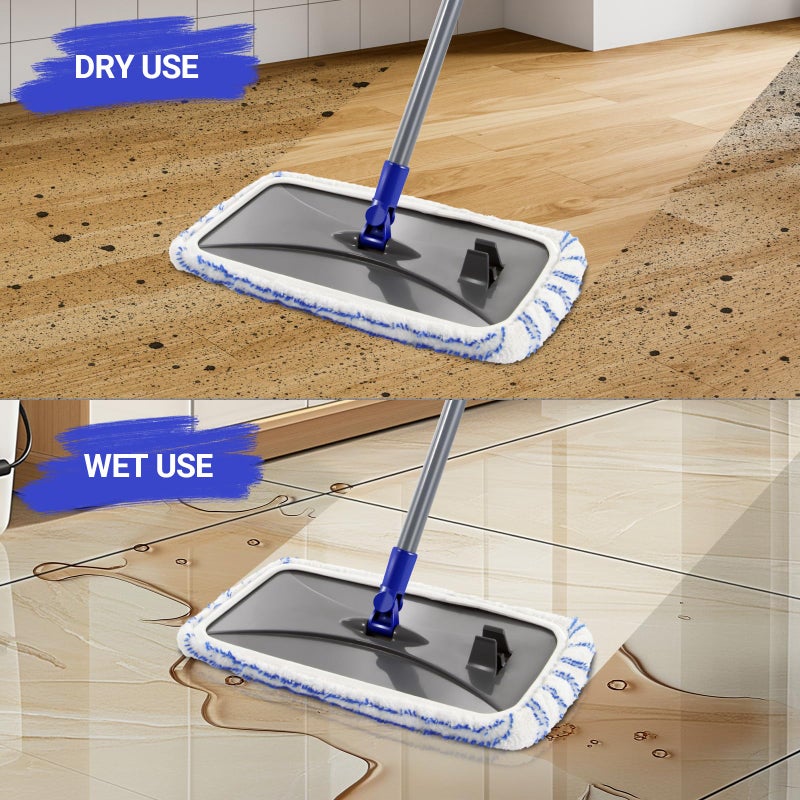 Masthome Extra Large Microfiber Mop for Floor Cleaning, 16â€œ Flat Mop with 5 Pad for Wet & Dry Use, Dust Mop for Hardwood Laminate Tile Ceramic, 1 Cleaning Scraper Included-Blue - Image 4